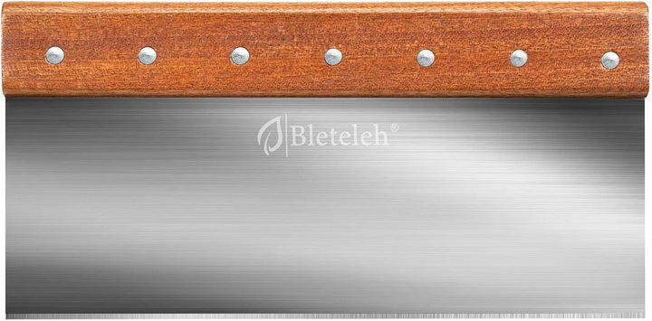 Bench Scraper, Dough cutter, Cake smoother, Wooden Handle Stainless Steel Blade 10-inch Long