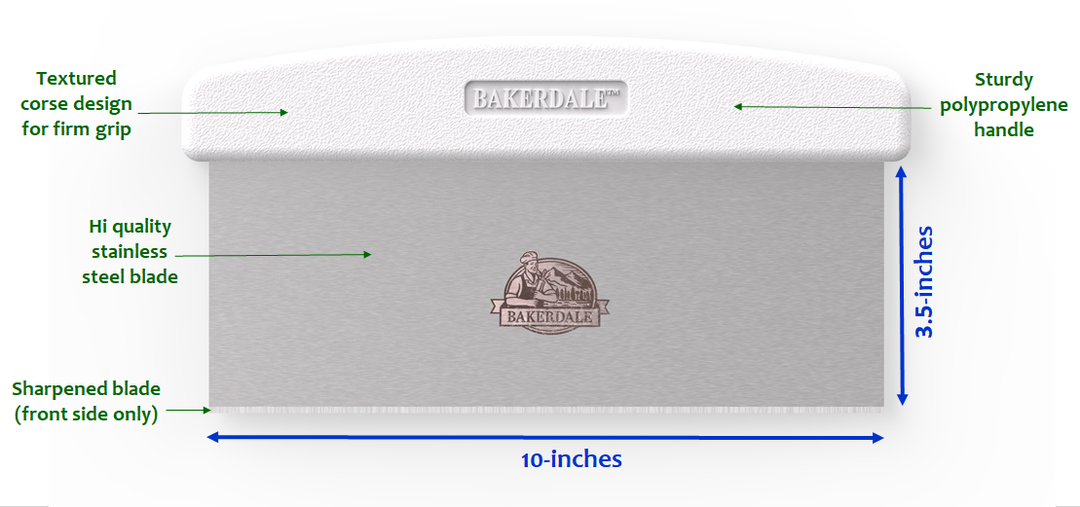 Bench Scraper, Dough cutter, Cake smoother, extra large 10-inch long